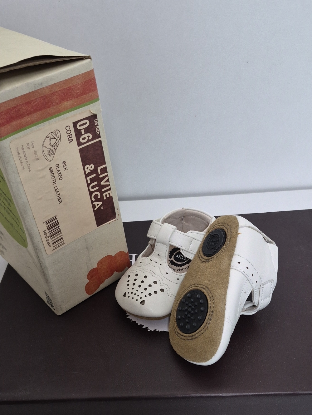 Livie & Luca White Leather Mary Jane Baby Shoes